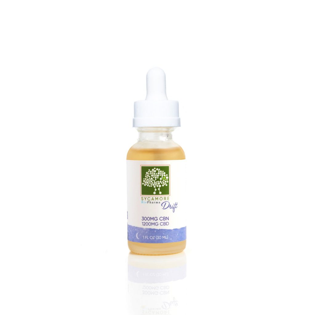 Sycamore BioPharma Drift CBD oil tincture. 1200mg CBD, 300mg CBN. For sleep aid and relief.